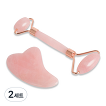 로즈쿼츠 롤러 쿨링 마사지 경락 림프 얼굴 페이스 롤러 + 2단 날개 박스세트 01, 로즈골드, 2세트
