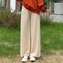 오키진 여성용 편해요 밴딩 와이드 팬츠