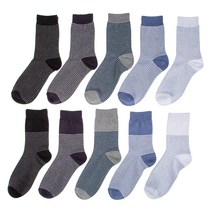 베이스알파 에센셜 남성 스트라이프 패턴 중목 양말 10켤레