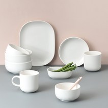 보울보울 레트로라인 2인 홈세트 9개, 밀크화이트, 공기 2p + 대접 2p + 머그컵 320ml x 2p + 오발미니볼 + 디저트볼 + 오발플레이트 M
