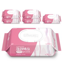크리넥스 수앤수 실키 소프트 오리지널 물티슈 캡형, 70매, 6팩