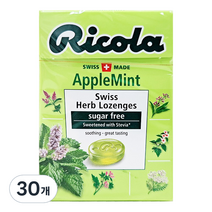 무설탕 스위스 허브캔디 리콜라 애플민트, 40g, 30개