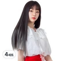 가발위드 와이드 컬러 포인트 피스 스트레이트 4p + 트윙클 붙임머리 세트, 다크그레이(컬러피스), 랜덤발송(붙임머리), 4세트
