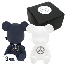 라띠크제이 엠블럼 베어 차량용 방향제 벤츠 블랙 + 화이트 + 리필 클린코튼 5ml, 3세트