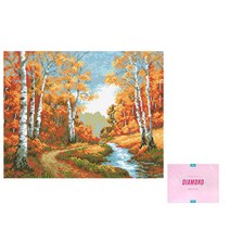 디클레어 액자 캔버스형 보석십자수 DIY 키트 40 x 50 cm, 1세트, 가을 자작나무 숲