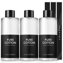 코코도르 디퓨저 리필액 3개 + 리드스틱 15개입, 퓨어코튼, 200ml