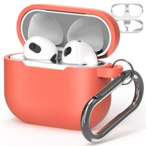 누아트 스무디 실리콘케이스 + 메탈 철가루 방지스티커(랜덤발송), 에어팟3세대, 레드