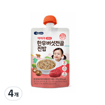 베베쿡 한우 버섯전골 진밥 실온이유식 완료기 100g, 4개, 한우 + 버섯 혼합맛