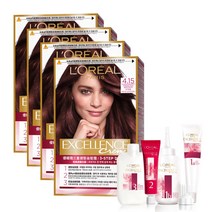 로레알파리 엑셀랑스 크림 염색제, 4.15호 어두운갈색(잿빛), 4개