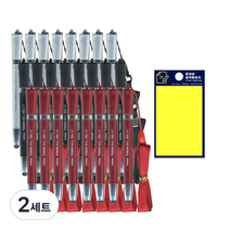 문화연필 1000 터치 목걸이 볼펜 24자루 + 투코비 스티키 메모패드, 혼합(볼펜), 노랑(메모패드), 2세트