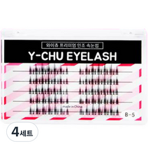 와이츄 프리미엄 가닥 속눈썹 혼합 B-5-1 130p 세트, 블랙, 4세트