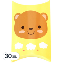 도나앤데코 큐트 애니멀 선물포장 반달상자, 노랑(곰돌이), 30개입