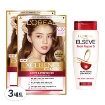 로레알파리 엑셀랑스 크림 염색제 6.30호 2p + 샴푸 170ml 기획세트, 3세트