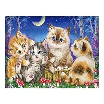 히여 DIY 보석 십자수 캔버스형 40 x 50 cm, 22. 달빛 고양이가족 KS-305, 1세트