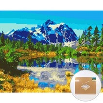 아트조이 DIY 보석 십자수 캔버스형 50 x 40 cm, 호수에 비친 설산, 1세트