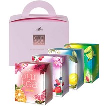 아워티 올 더 타임 티 선물세트, 레몬 얼그레이티 4p + 오렌지 자몽티 4p + 버리썸히비스커스 4p + 파인애플민트티 4p + 메세지카드, 1세트