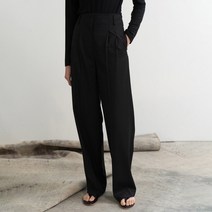 르 여성용 울 와이드 핀턱 슬랙스