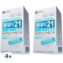 종근당건강 원데이21 멀티비타민 & 미네랄, 60정, 4개, 60정