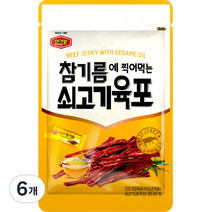 머거본 참기름에 찍어먹는 쇠고기 육포, 25g, 6개