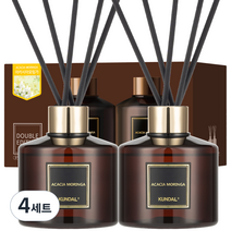 쿤달 퍼퓸 디퓨저 200ml 2개 + 섬유스틱 10개, 아카시아모링가향, 4세트