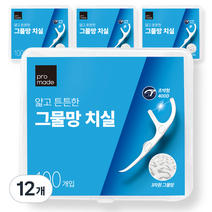 프로메이드 얇고 튼튼한 그물망 치실, 100개입, 12개