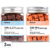 페페로니 반려견간식 오메가3 져키 연어 180g + 소고기 180g, 3세트