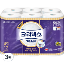 크리넥스 천연펄프 데코 앤 소프트 롤화장지 35m, 12롤, 3팩