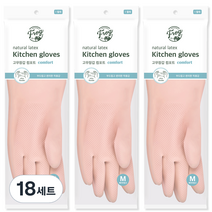 프로그 라텍스 컴포트 고무장갑 양손세트 M, 베이비 핑크, 중(M), 18세트