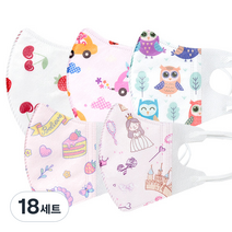 러블리앙즈 3D 입체 유아마스크 초소형 체리 2p + 자동차 핑크 2p + 부엉이 2p + 유니콘 2p + 공주 2p 세트, 18세트, 혼합색상