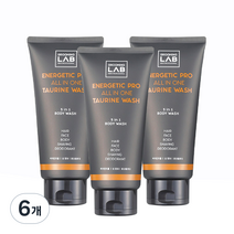 그루밍랩 남성용 에너제틱 프로 올인원 타우린 바디워시, 6개, 300ml