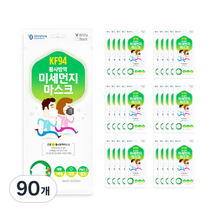 건영크린텍 3단 황사방역 미세먼지 마스크 성인용 KF94 흰색 대형, 1개입, 90개