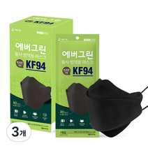 에버그린 황사 방역 마스크 대형 KF94, 25개입, 3개, 블랙