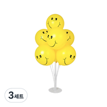 파티쇼 풍선꽂이장식세트70cm 인쇄, 스마일옐로우, 3세트