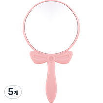 더블제이 휴대용 리본 원형 손거울, 핑크, 5개