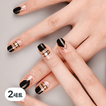 바바코코 믹스매치 젤네일스티커, 스터드 블랙, 2세트