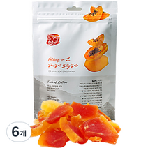 폴링인브이 열대 건조과일 새콤달콤 건조 파파야, 80g, 6개