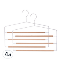 진영컴퍼니 나무 옷걸이 바지걸이 3단, 흰색, 4개