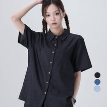 어썸어라운드 여성용 스탠다드 데님 반팔 셔츠