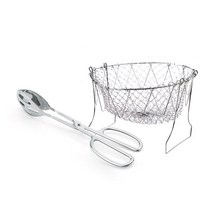 데치기 튀김요리 바구니 쉐프바스켓 + 가위형 집게 세트