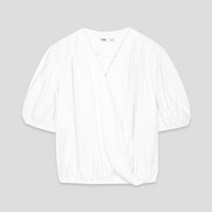 미쏘 퍼프소매 랩 블라우스