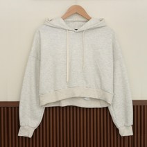 큐니걸스 여성용 뮤트 무지 크롭 후드티