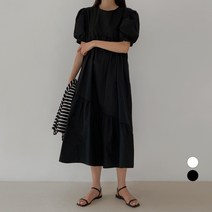 바블링브룩 여성용 퍼프 플레어 롱 원피스