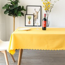 알럽홈 맞춤형 스퀘어 레이스 포인트 레스토랑 식탁보, 옐로우, 140 x 180 cm