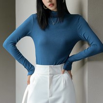 여성용 구디프 슬림 긴팔 데일리 코디 폴라 티셔츠