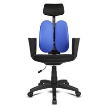 체어포커스 바른자세 듀얼 DU200 헤드형 블랙바디 메쉬 의자, 블루