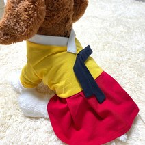 까니쉬 강아지 코튼 생활 한복 원피스 여, 노랑 + 빨강