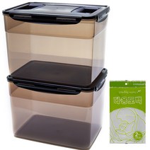 제오닉 블랙 투핸들 김장 김치통 12L x 2p + 중형 봉투 2p 세트, 1세트