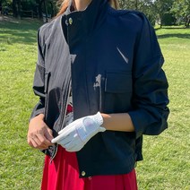 패션풀 여성용 GOLF F 하이브 크롭 하이넥 배색 자켓 28782