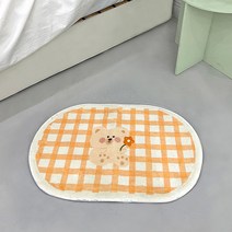 유유존 미니 패브릭 체크 곰돌이 발매트 러그