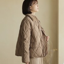 빼빼 여성용 다이아 누빔퀼팅 카라 숏 패딩 점퍼